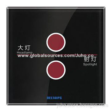 2-gang Remote Control Light Touch Switch, Crystal Glass Panel with LED Indicator